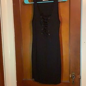 Lace Up Black Dress